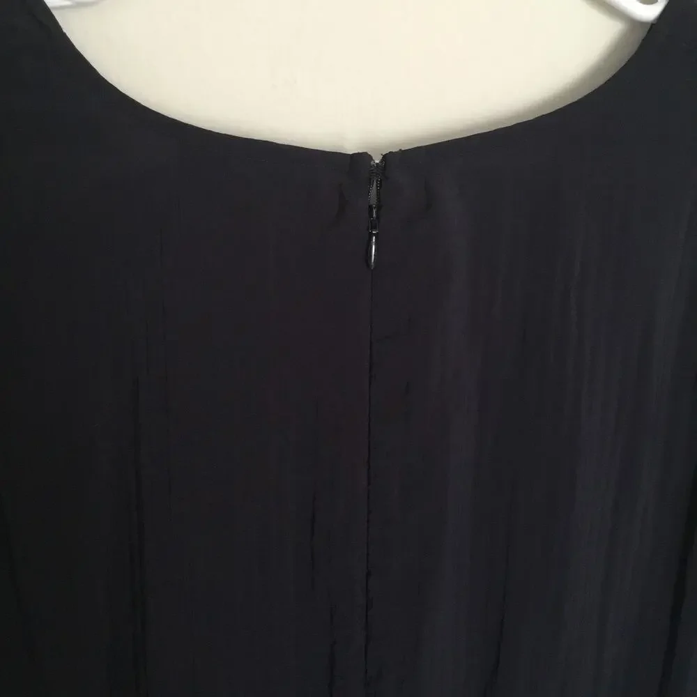Lane Bryant Tiered Crepe Maxi Dress Blue Colorblock Long Sleeves v neck Sz 22P - Picture 8 of 10